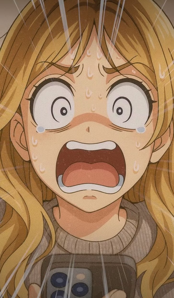 Personagem em animação com expressão de espanto, da campanha Mentos Fizzooka